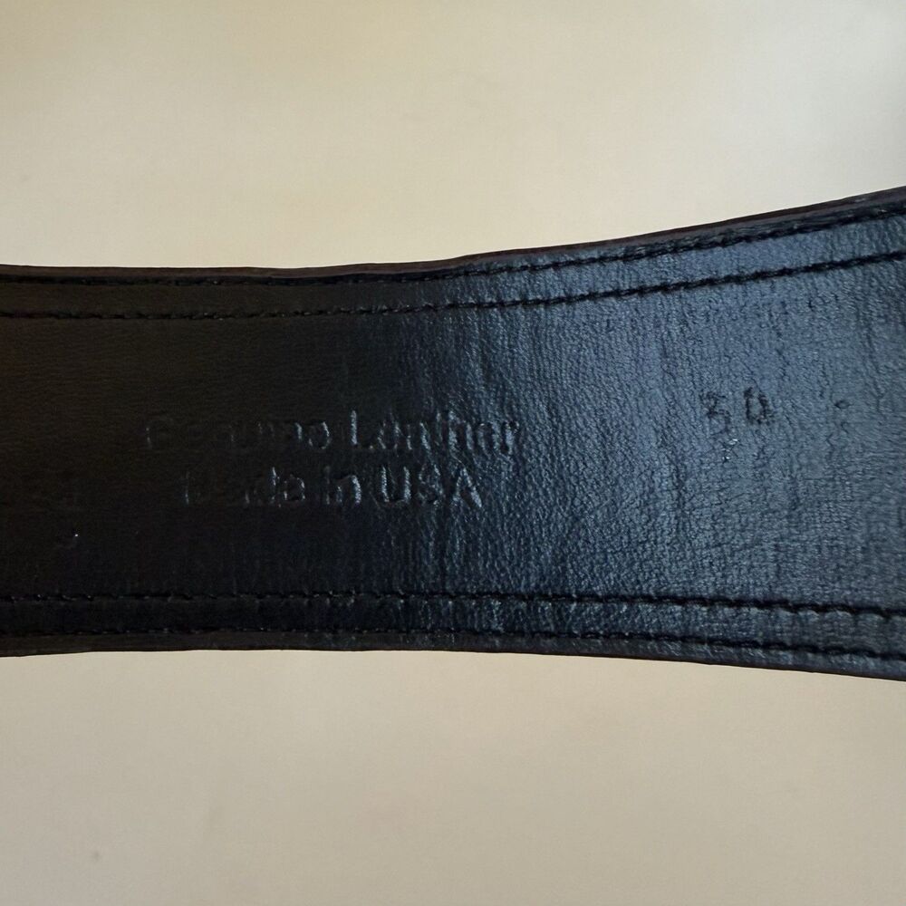 G Duftler Equestrian Spur Belt 34 Croc Embossed Leather 2" Wide Oversized Buckle - Picture 7 of 8